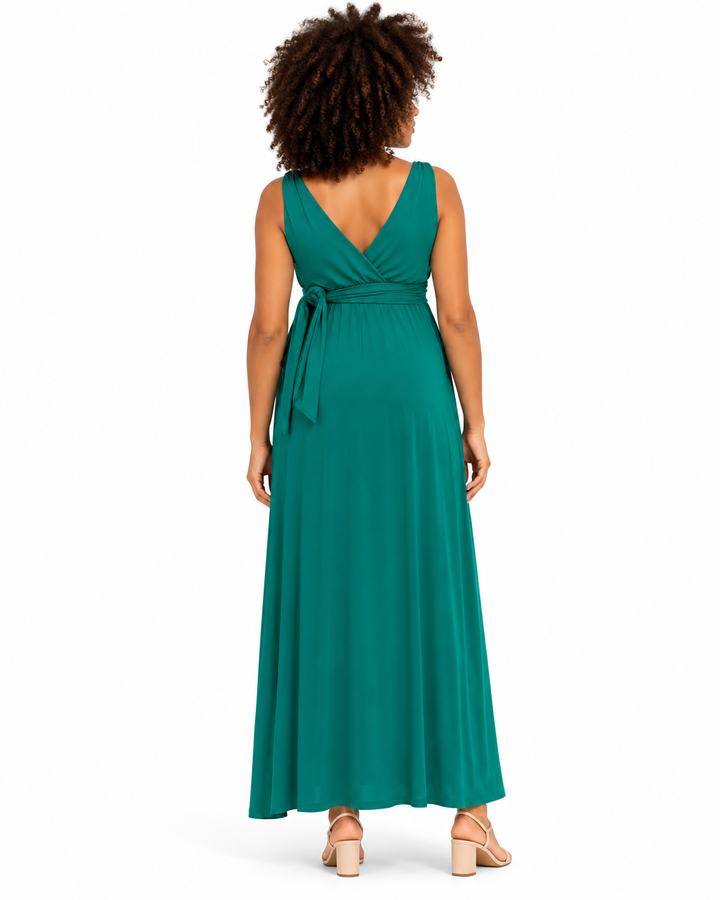 Romaine Maternity Nursing Maxi Dress in Émeraude