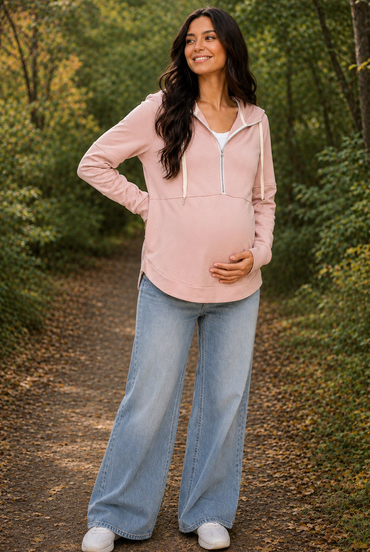 Run With Me Maternity Nursing Hoodie in Blush