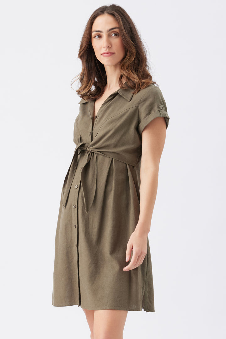 Colette Maternity Nursing Dress in Olive