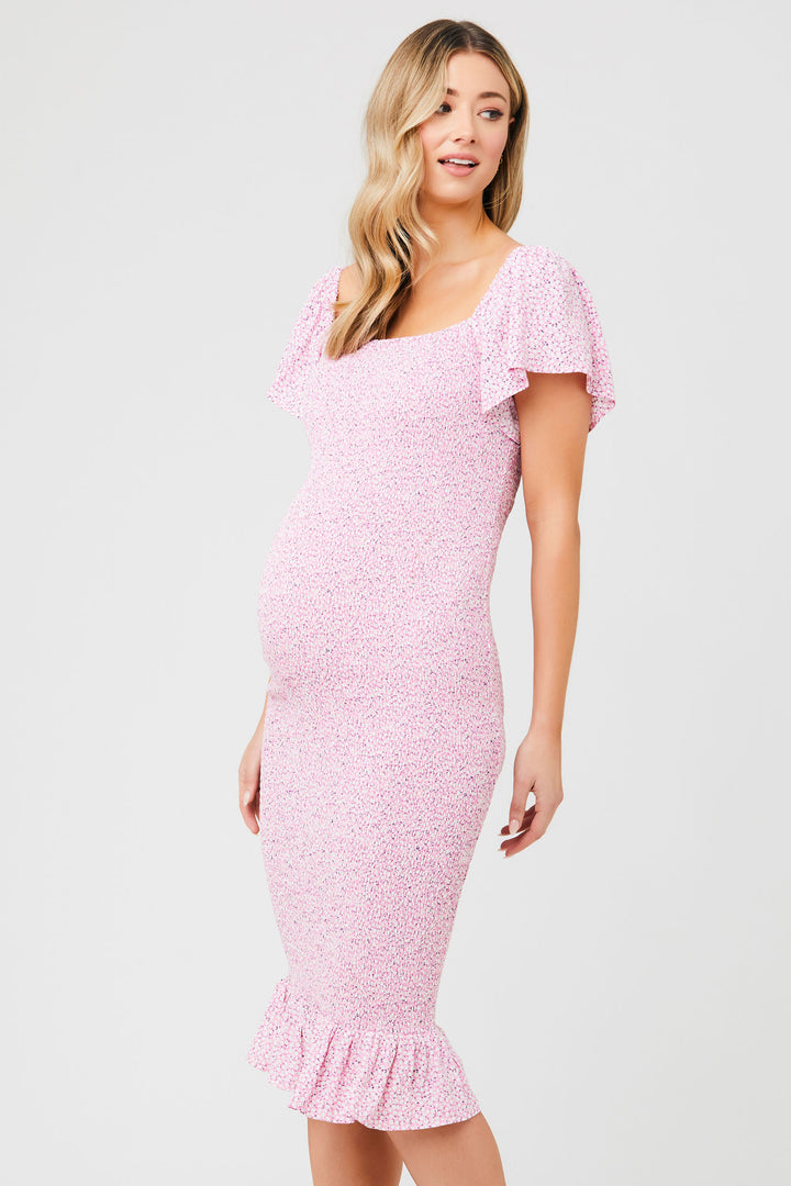 Selma Fitted Blue Maternity and Nursing Baby Shower Dress by Ripe