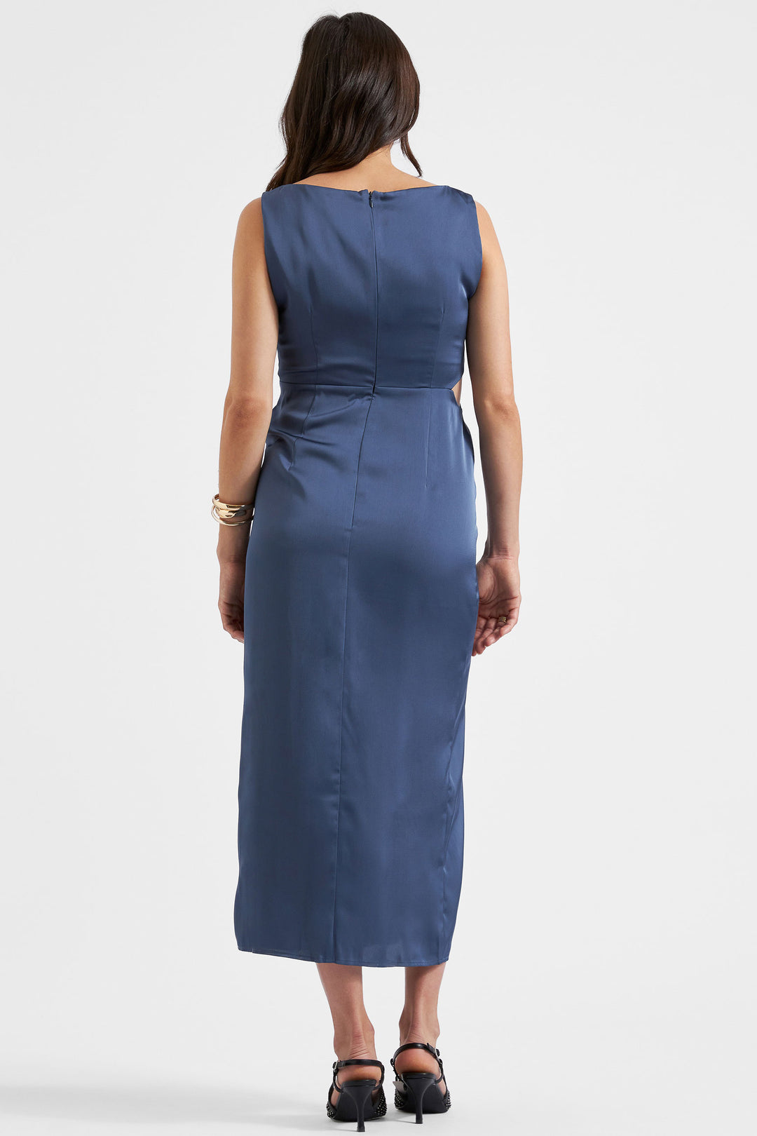Chantell Maternity Side Twist Dress Satin Indigo by Ripe