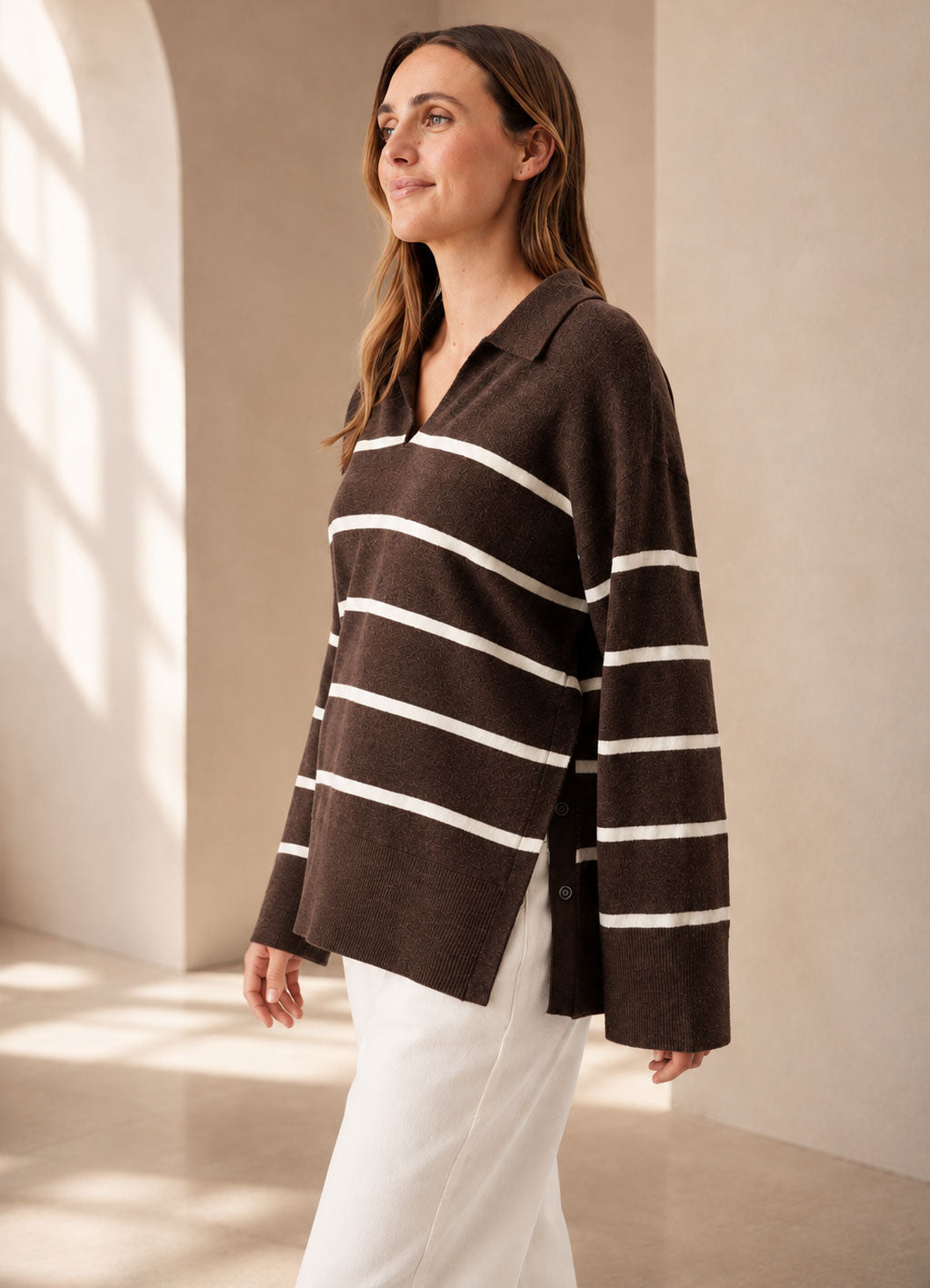Scout Soft Knit Maternity & Nursing Pullover in Chocolate