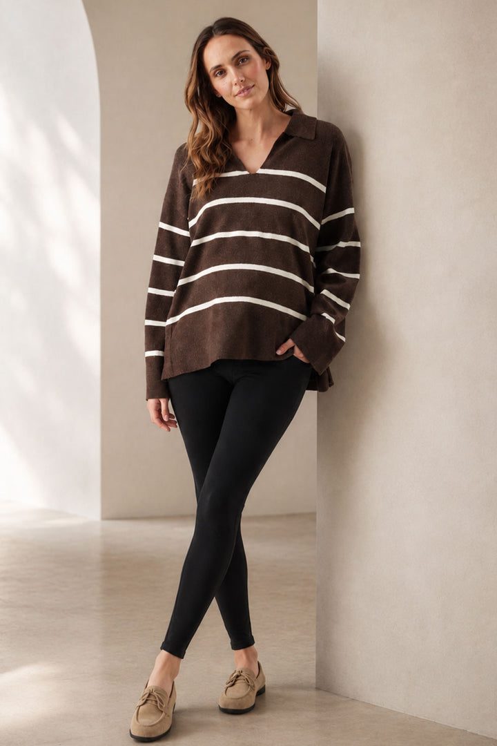 Scout Soft Knit Maternity & Nursing Pullover in Chocolate