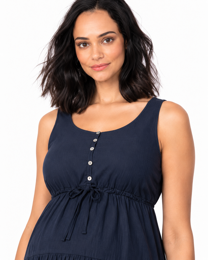 Seraphine Sabrina Maternity Nursing Sundress in Navy