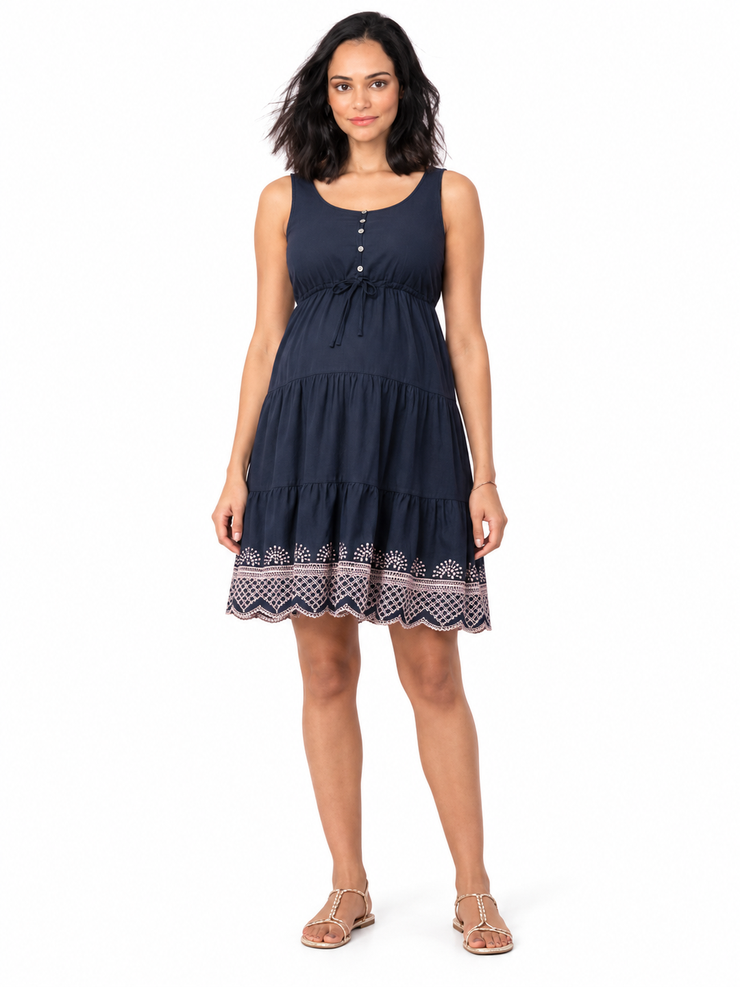 Seraphine Sabrina Maternity Nursing Sundress in Navy