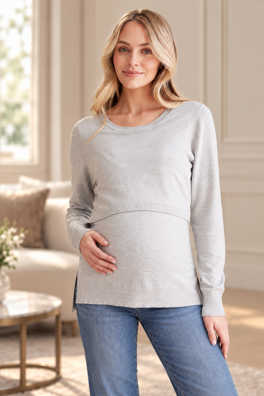 Toni Maternity & Nursing Knit Ice Blue