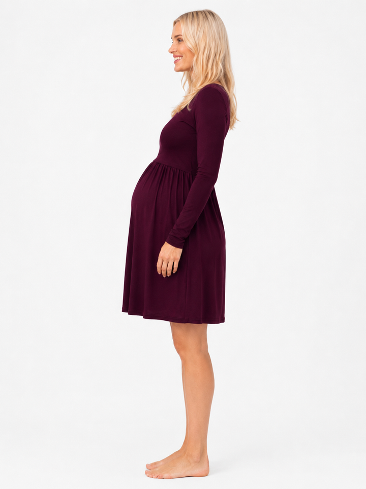 The Ainsley Maternity Nursing Dress in Aubergine