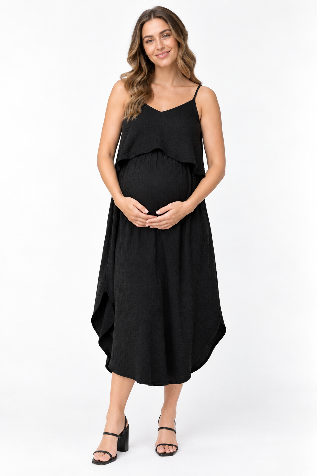 Slip Maternity Nursing Dress in Caviar