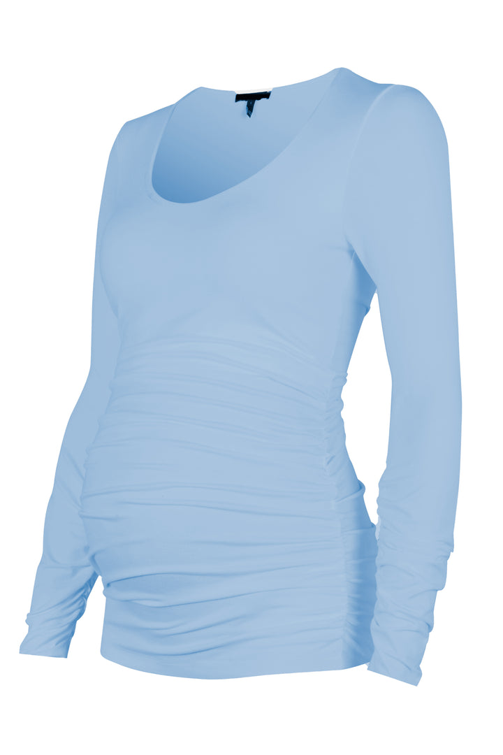 Ruched Scoop Maternity Top in Sky Blue