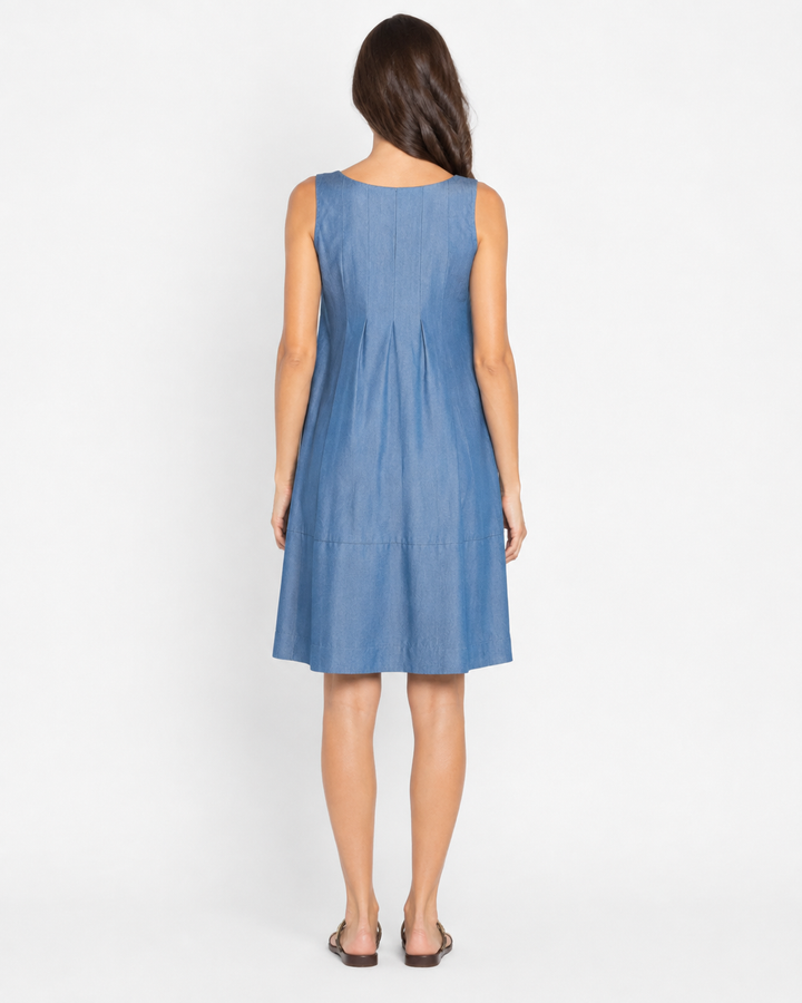Tamara Chambray Summer Party Maternity Dress In Denim