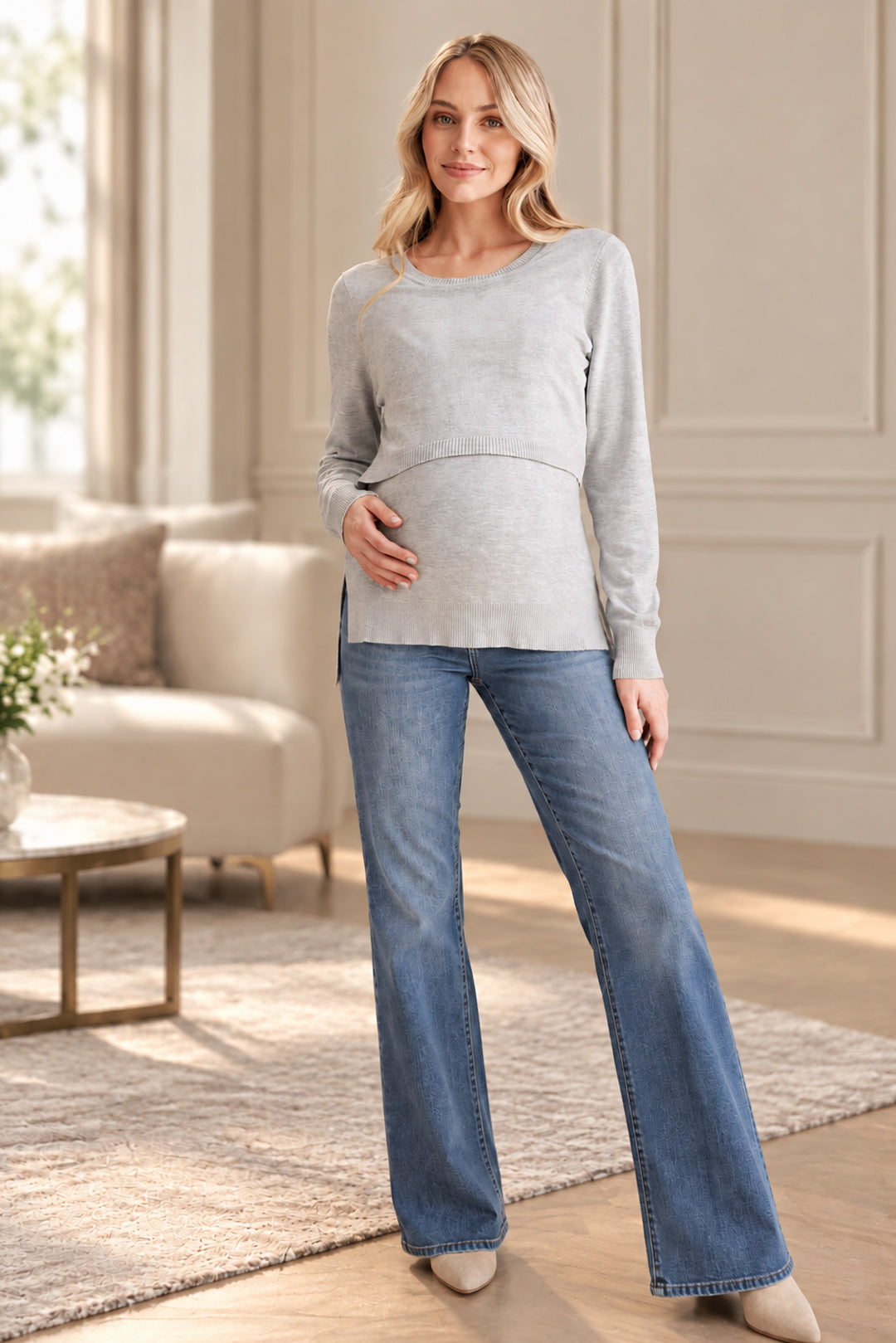 Toni Maternity & Nursing Knit Ice Blue