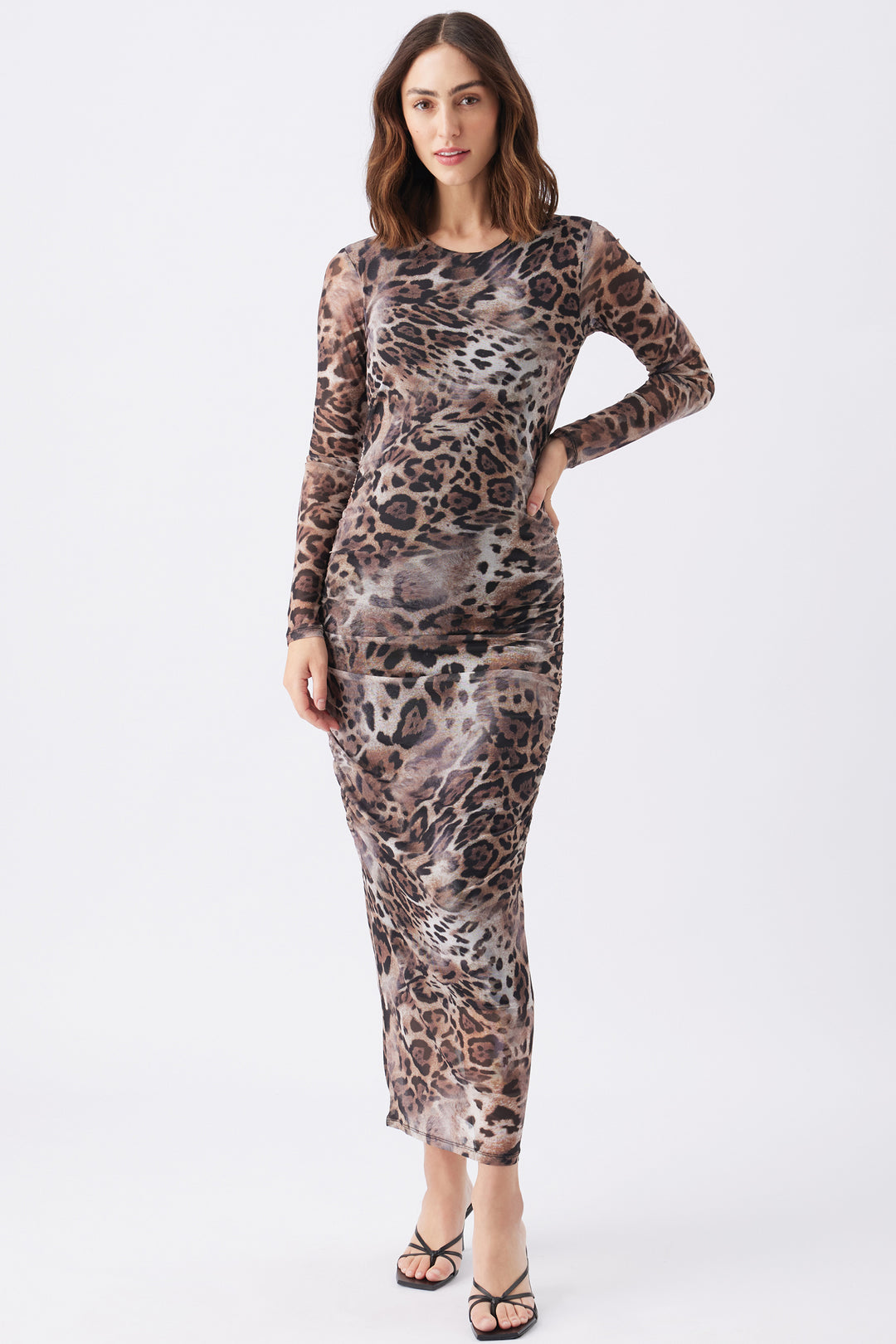 Savannah Maternity Mesh Dress Leopard Print Ripe