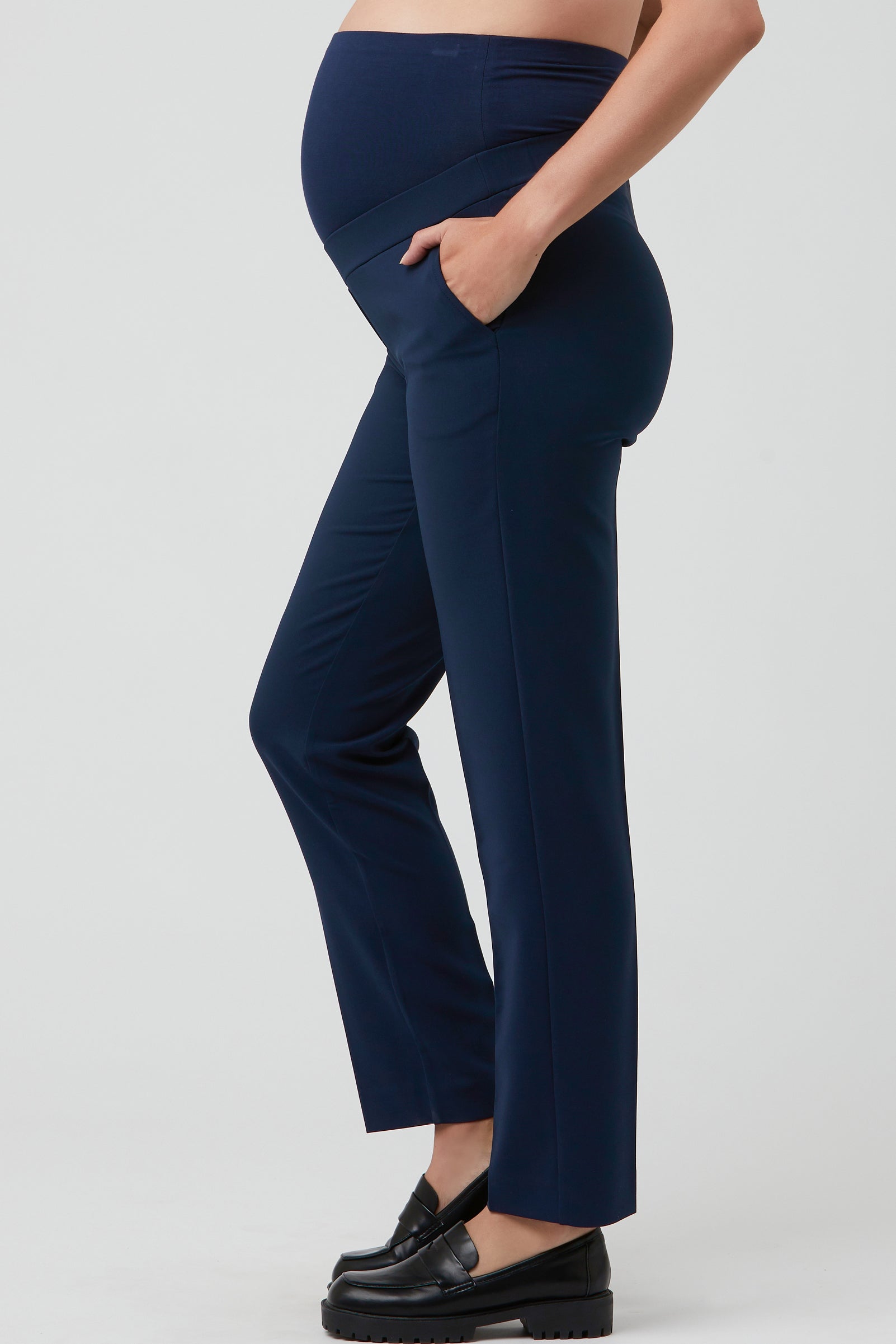 Alexa Classic Maternity Trousers in Navy Ripe – Seven Women Maternity