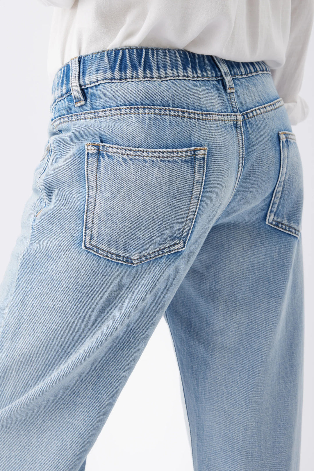 Billie Underbelly Elastic Wide-Leg Light Blue Cotton Maternity Jeans