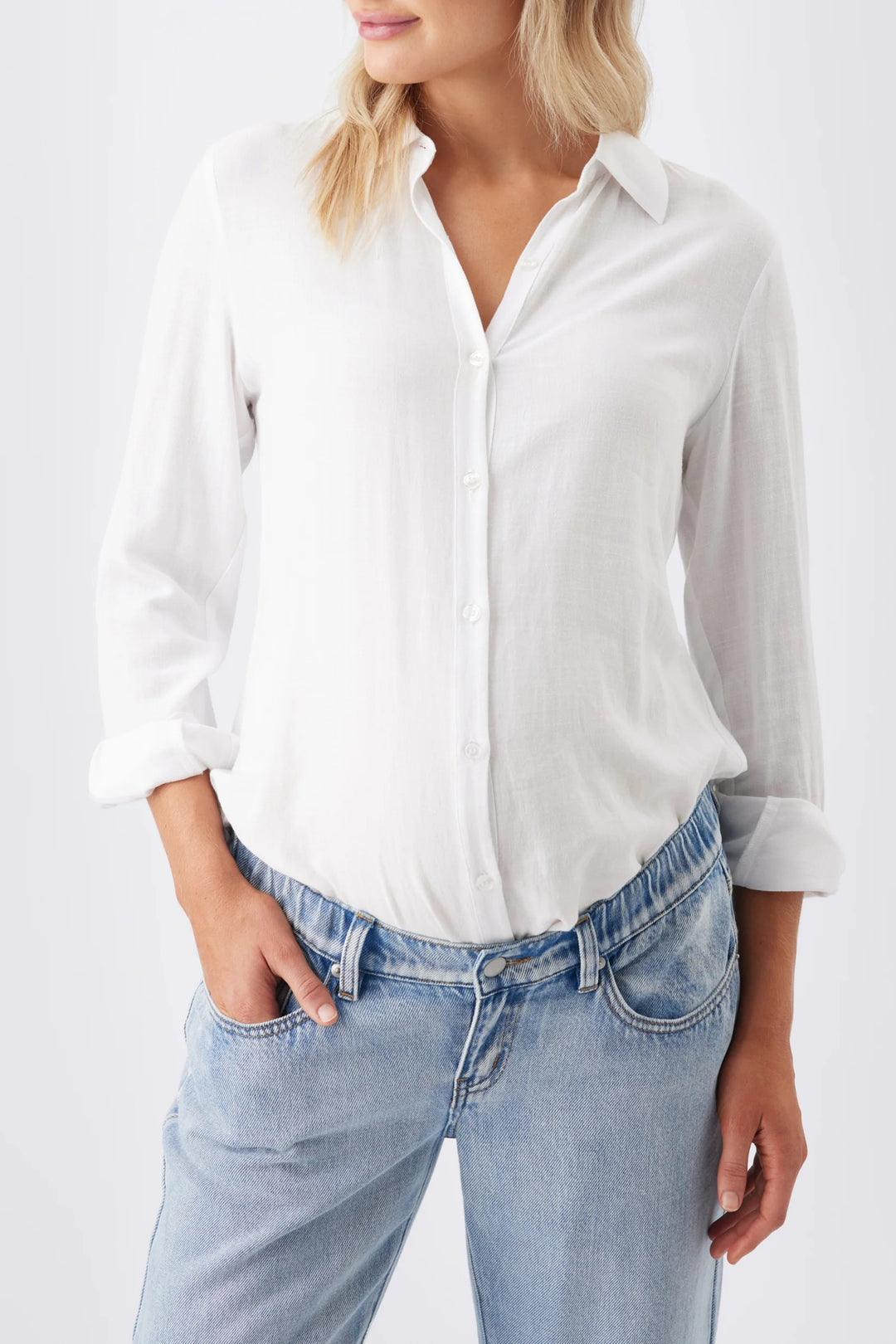 Billie Underbelly Elastic Wide-Leg Light Blue Cotton Maternity Jeans