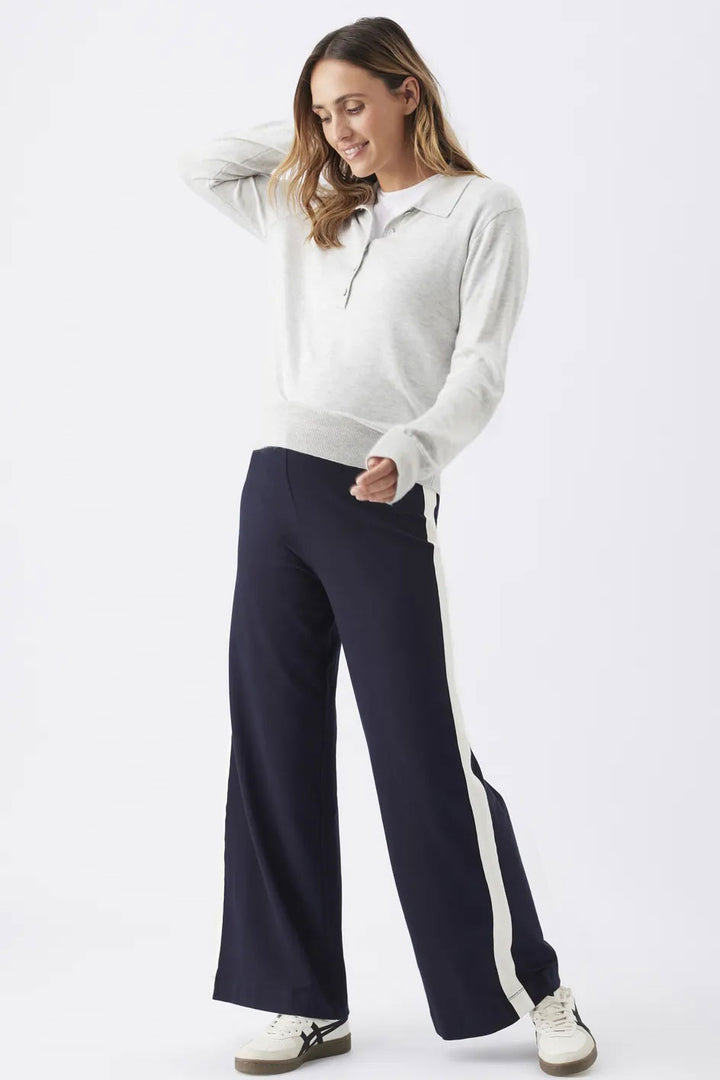 Ari Wide Leg Fleece-lined Maternity Pant Midnight / White