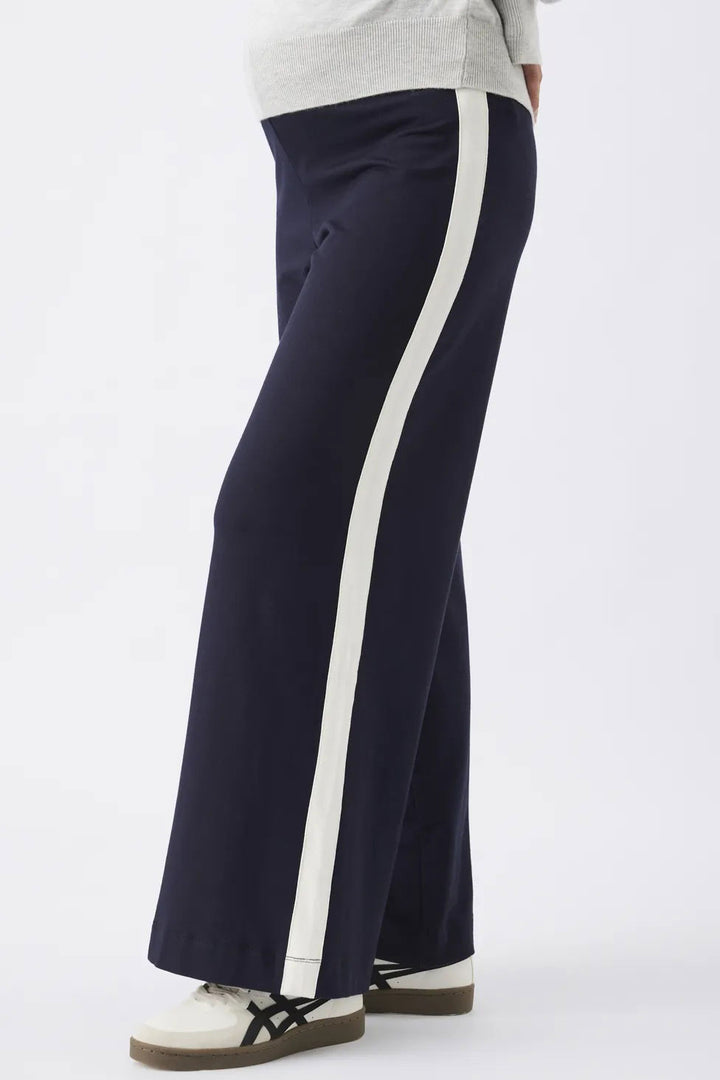 Ari Wide Leg Fleece-lined Maternity Pant Midnight / White