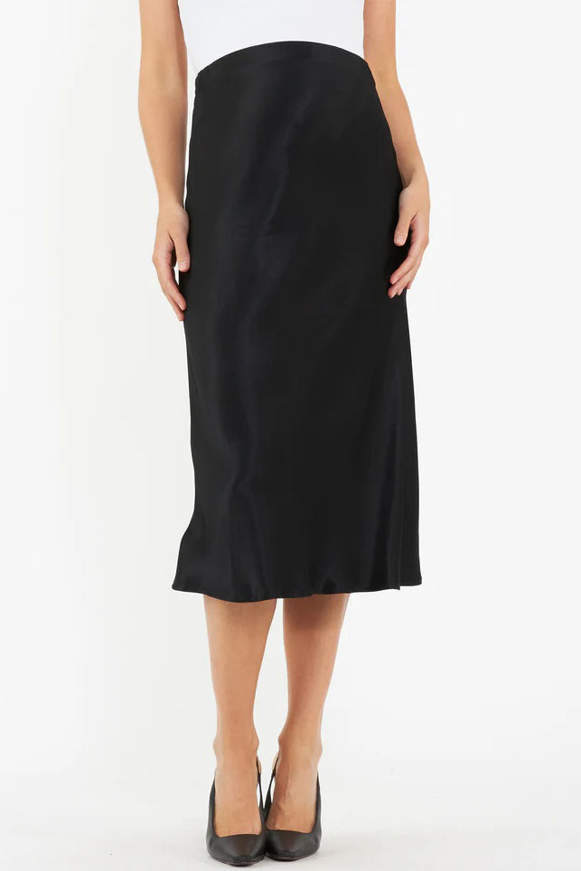 Crystal Black Satin High-Waisted Maternity