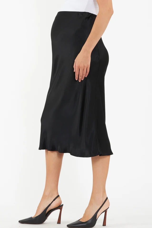 Crystal Black Satin High-Waisted Maternity