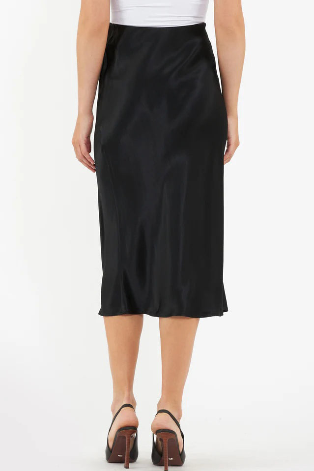 Crystal Black Satin High-Waisted Maternity