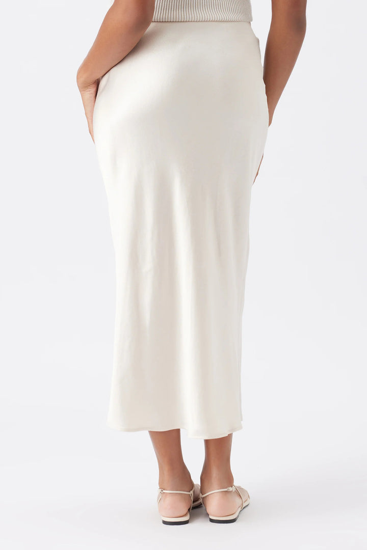Crystal Satin High-Waisted Maternity Skirt Ivory