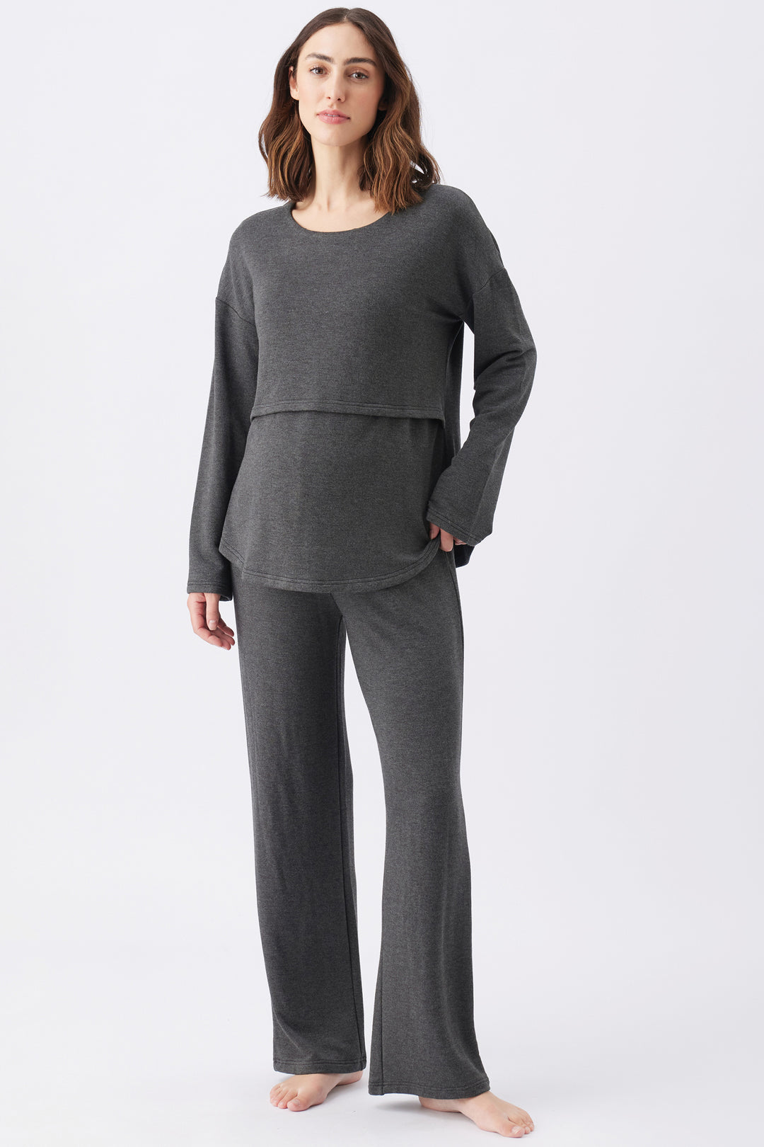 Super Soft Fleece-Lined Maternity Lounge pants in Charcoal
