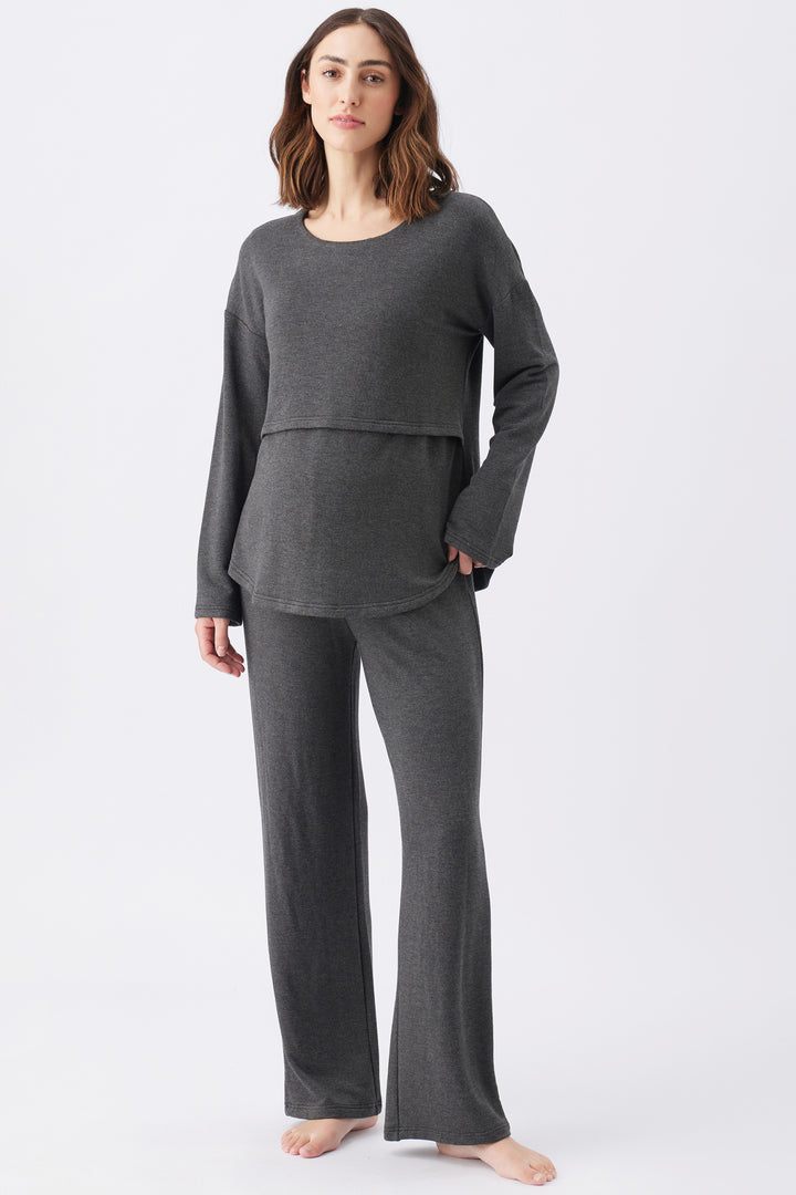 Super Soft Fleece-Lined Maternity Lounge pants in Charcoal