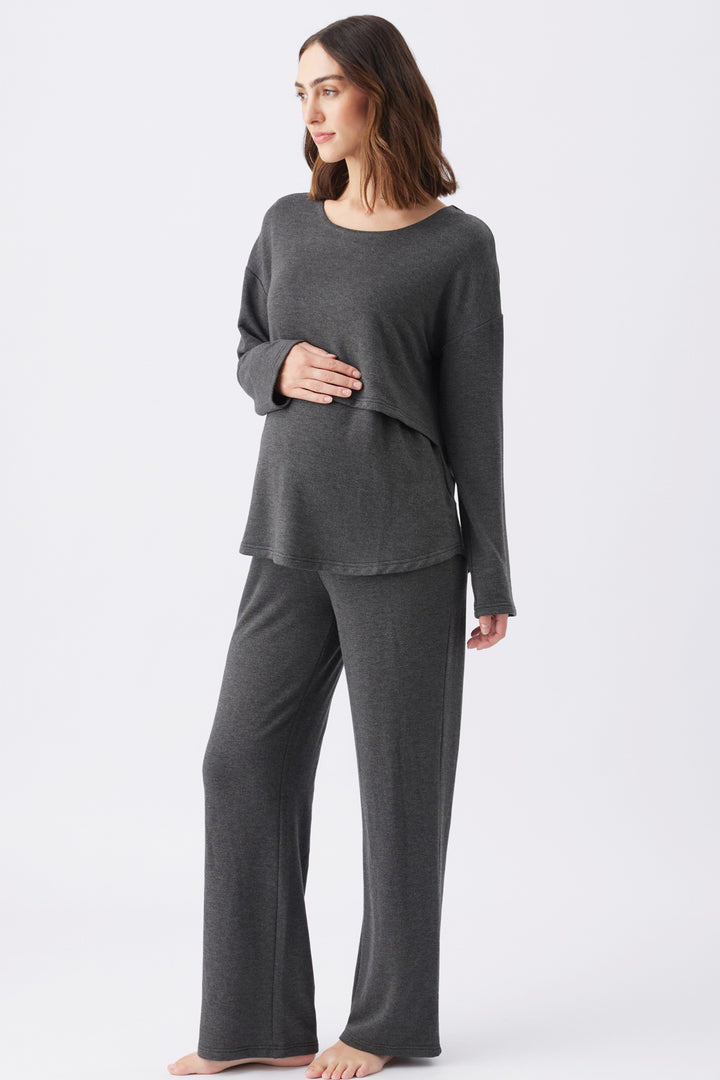 Super Soft Fleece-Lined Maternity Lounge pants in Charcoal