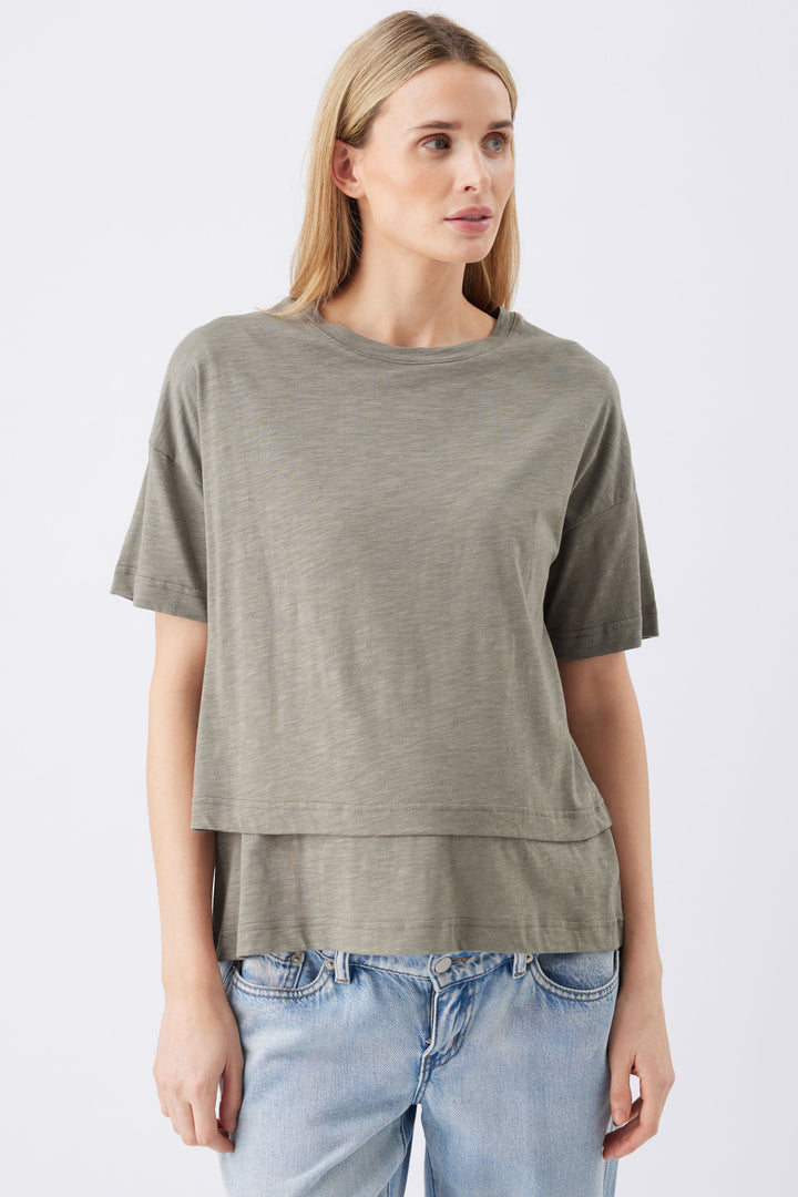 Claud Cotton Maternity & Nursing Tee in White