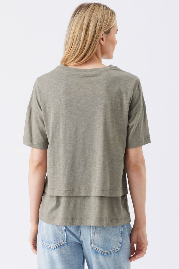 Claud Cotton Maternity & Nursing Tee in Moss