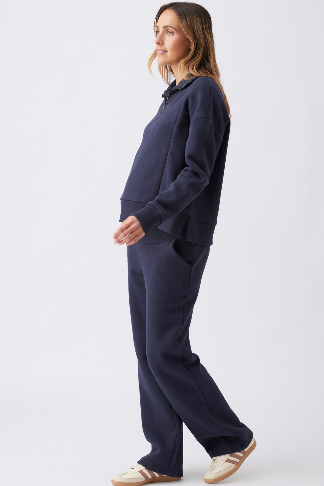 Andi Maternity and Nursing Fleece Sweat Top Navy