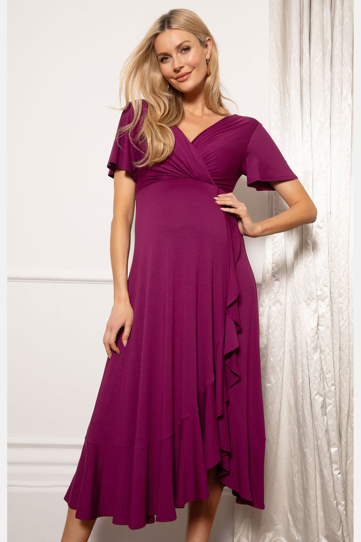 Waterfall Maternity & Nursing Midi Dress in Deep Green by Tiffany Rose
