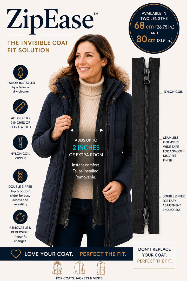 ZipEase - for coats that need a little more width: Canada Goose, Moncler, Mackage & Moose Knuckle Coats etc.