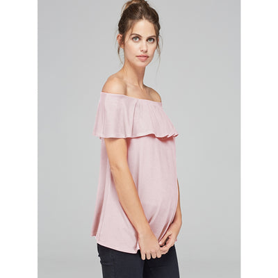 Isabella Oliver Mari Off Shoulder  Maternity Top in Blush - Seven Women Maternity
