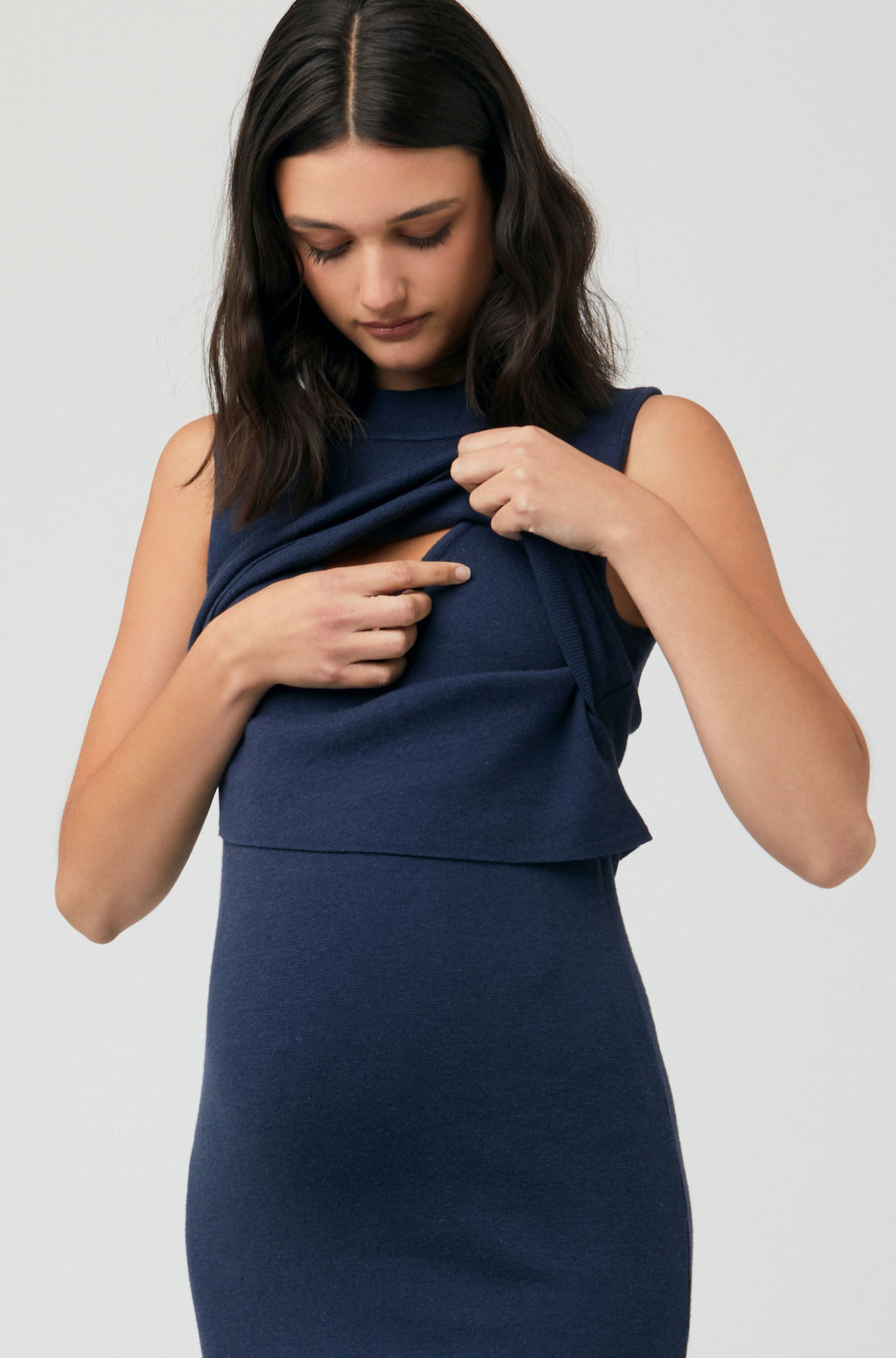 Emma Knit Maternity Nursing Dress in Indigo Seven Women Maternity Emma Knit Maternity Nursing Dress in Indigo Seven Women Maternity