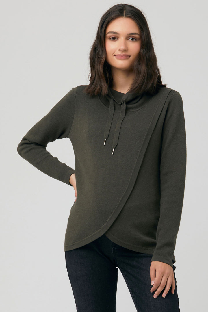 Cassie Cross Over Maternity Nursing Knit Olive by Ripe