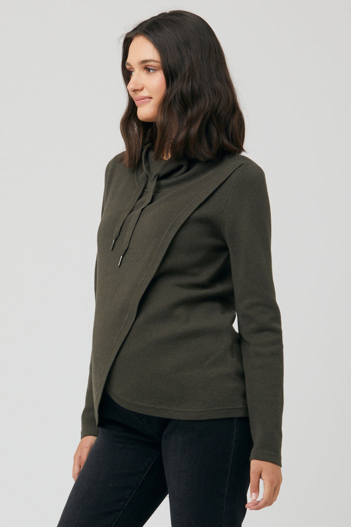 Cassie Cross Over Maternity Nursing Knit Olive by Ripe