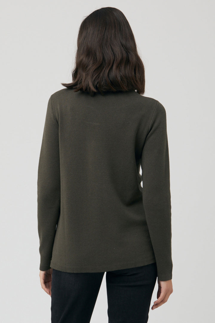 Cassie Cross Over Maternity Nursing Knit Olive by Ripe
