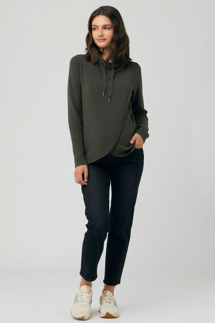 Cassie Cross Over Maternity Nursing Knit Olive by Ripe