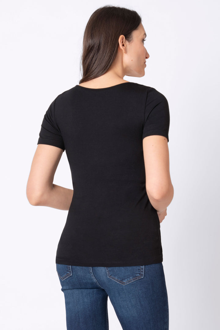 Laina Short Sleeve Maternity Nursing Top Black