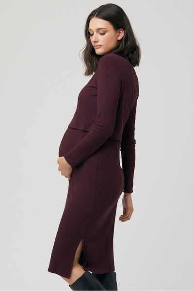 Tencel Rib Maternity & Nursing Button Front Dress