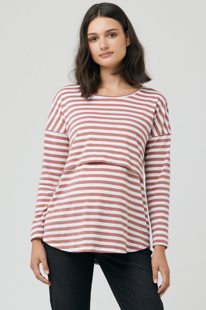 Lionel Long Sleeve Maternity Nursing Top Wine Ripe