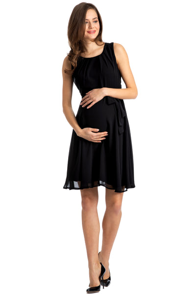 Isabella Chiffon Maternity Dress by Pietro Brunelli In Caviar Blk - Seven Women Maternity