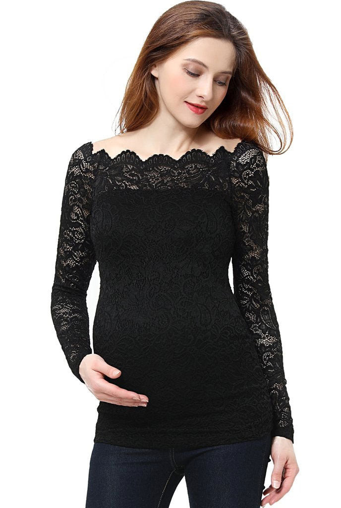 Christelle Lace Maternity Off Shoulder Top - Seven Women Maternity