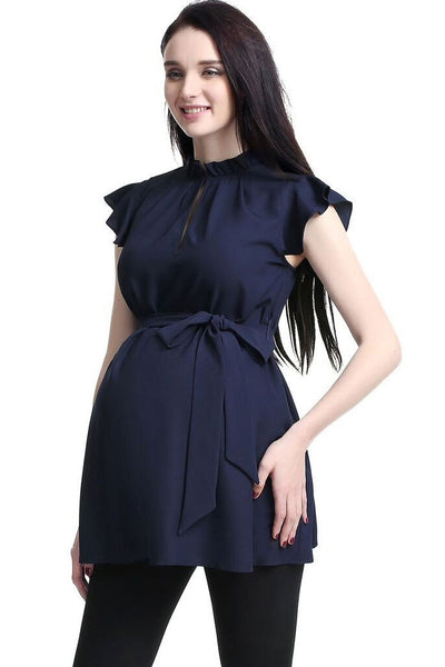 Kimi + Kai Maternity Karlena Flutter Sleeve Belted Top - Seven Women Maternity