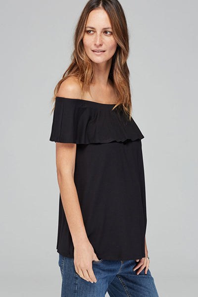 Isabella Oliver Mari Maternity Off-Shoulder Top in Caviar - Seven Women Maternity