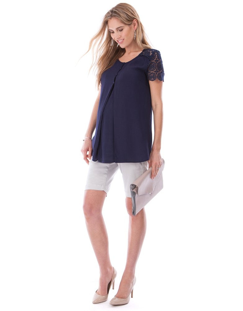 Seraphine Mason Stone Grey Maternity City Shorts - Seven Women Maternity