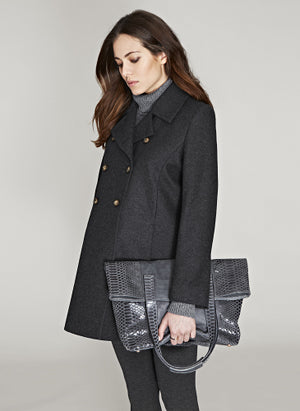 Alma Wool Maternity Coat Caviar Black - Seven Women Maternity
