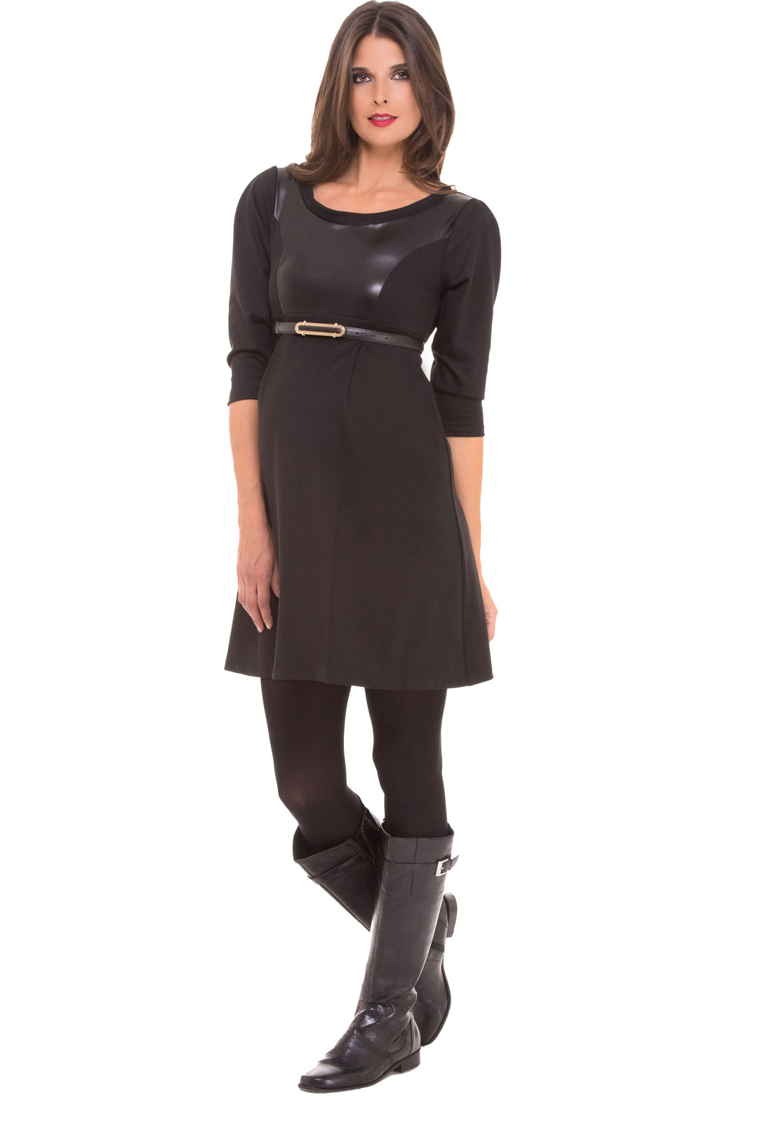 Buy Vegan Lear Scoop Neck Maternity Dress in Canada at SevenWomen.ca Medium / Black Buy Vegan Lear Scoop Neck Maternity Dress in Canada at SevenWomen.ca Medium / Black